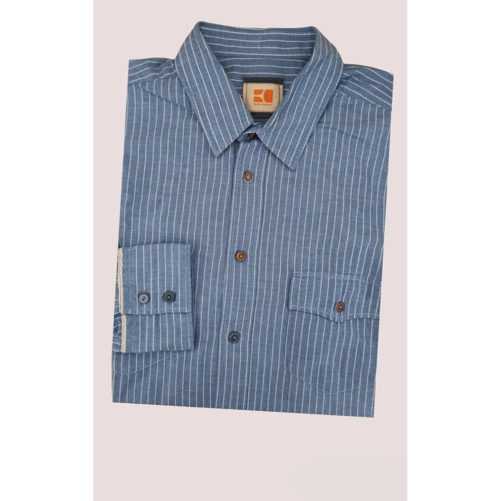 BOSS ORANGE Mens Blue Striped Long Sleeve Shirt Size M EC